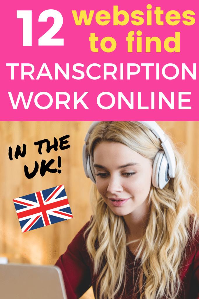 Pinterest image: 12 websites to find transcription work online in the UK.