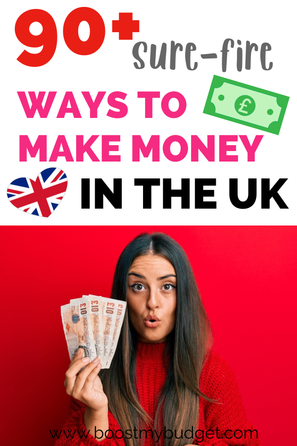 90+ ways to make extra money in the UK. Pin this list NOW so you'll never be short of an idea to make extra cash!
