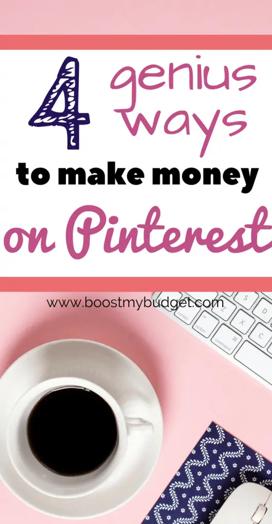 Did you know you can make money on Pinterest? I get a paycheck for pinning every month, and it's the most fun way I've tried of making money online! Here are 4 different ways to make money from Pinterest: affiliate marketing, become a Pinterest influencer, work from home as a Pinterest VA, or drive traffic to your blog or store. Click through to learn how to get started!