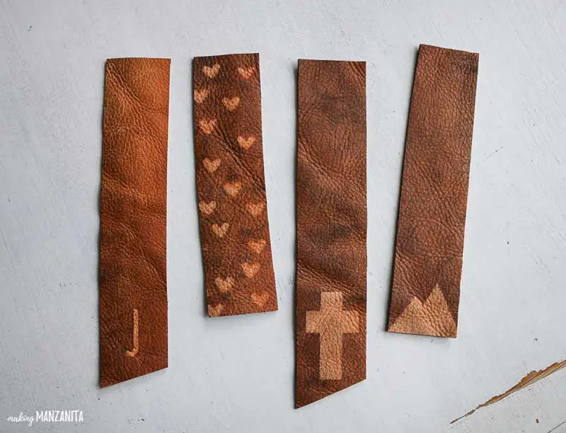 DIY leather bookmarks