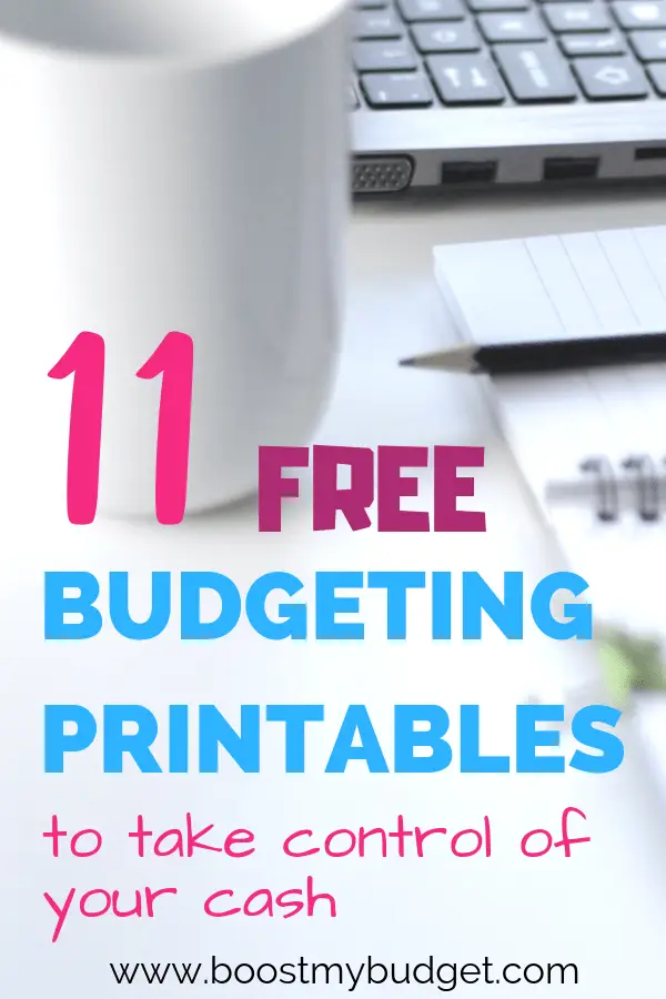 11 free budgeting printables to save money on your family shop, pay off debt, save money for a goal, create a monthly budget and more!