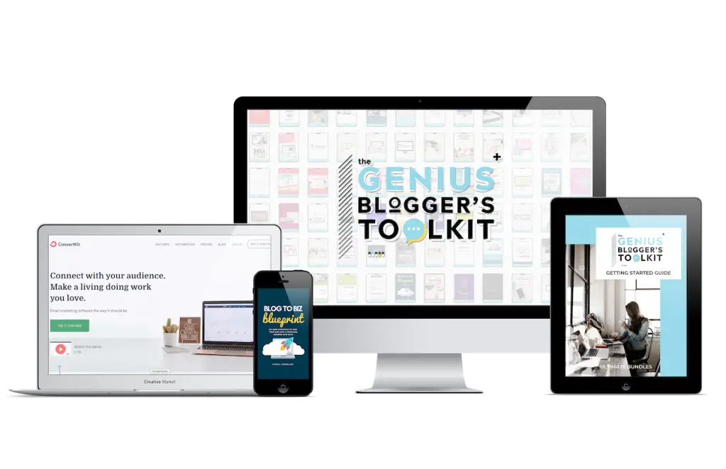 Genius Blogger's Toolkit 2019 full bundle image on desktop, phone and tablet