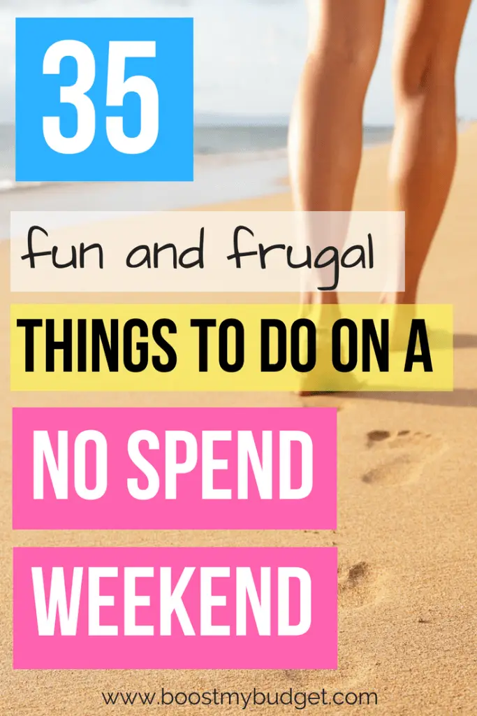 A no spend weekend is a great idea for a frugal living experience without changing your lifestyle too dramatically. Lots of tips for free activities in this post. I love number 11! #frugal #thrifty #frugallife #savemoney #moneysaving