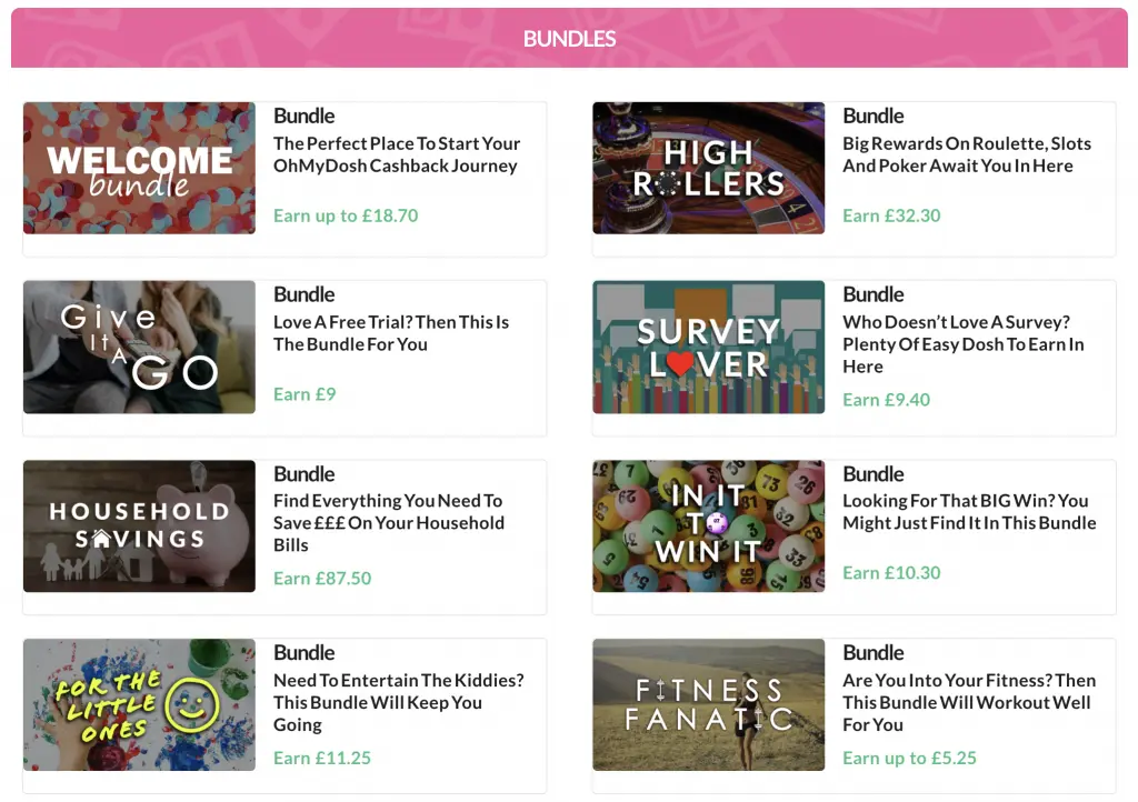 a screenshot of Oh My Dosh showing bundle deals