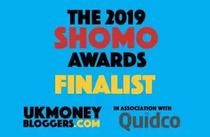 SHOMOs money blog awards 2019 - finalist for best money making blog in the UK