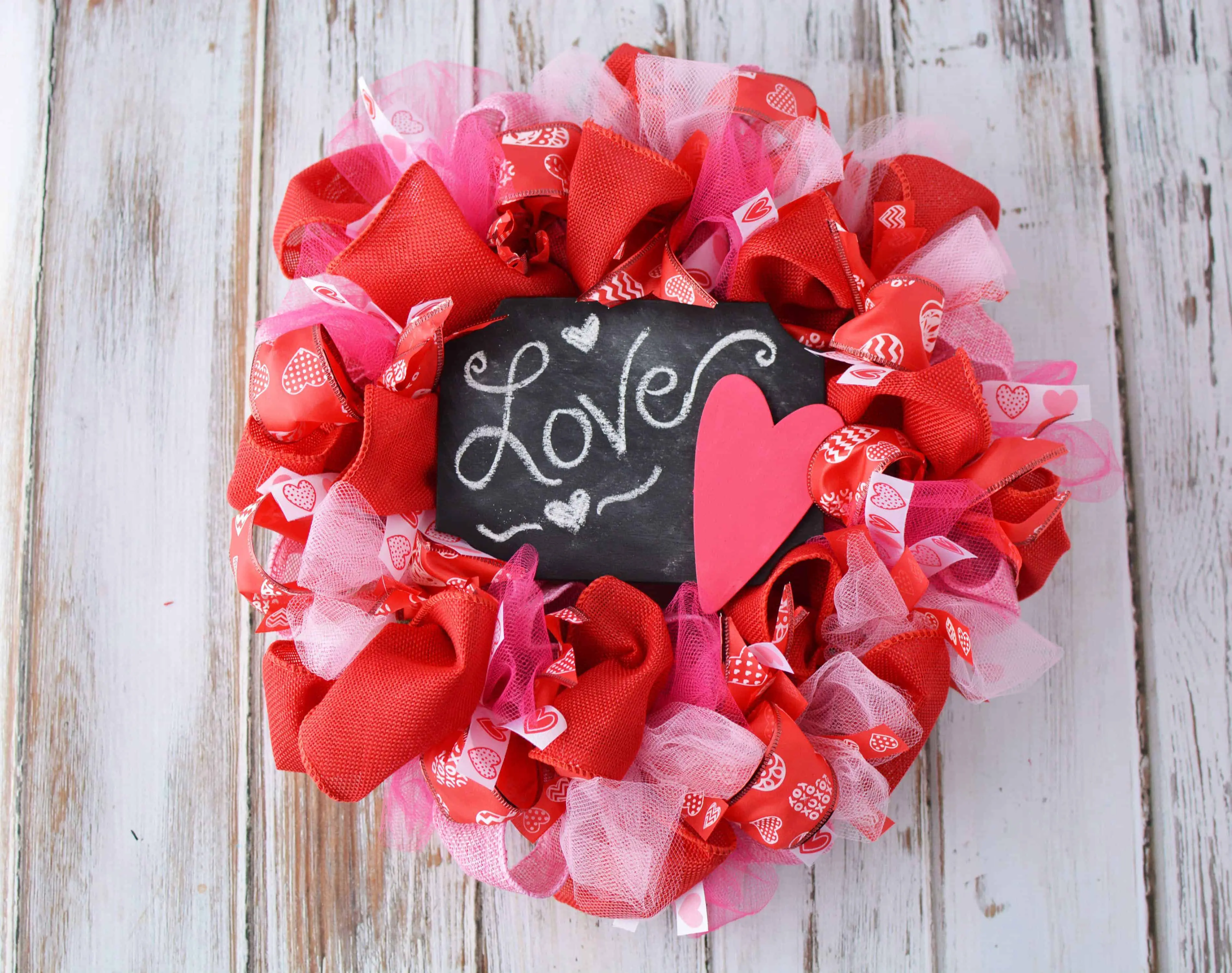 valentine's ribbon wreath